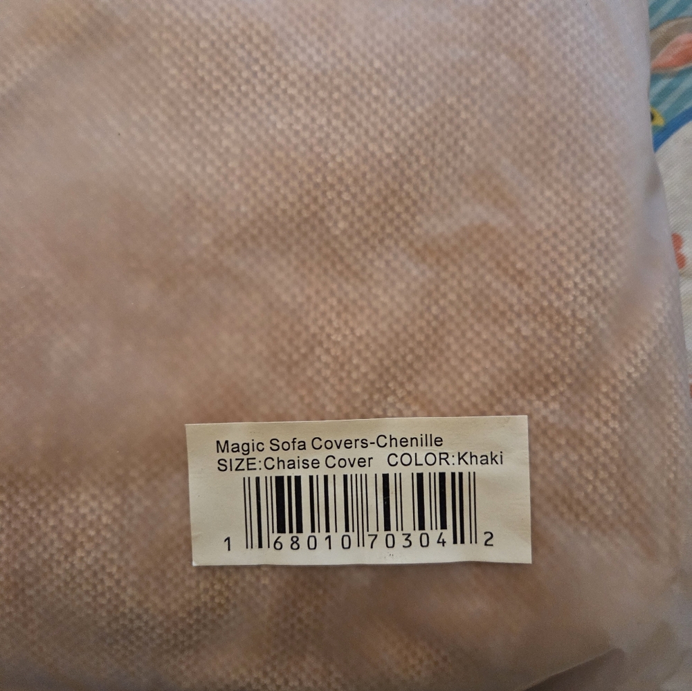 2 Nolan Chenille Chaise Cover Khaki - Picture 2 of 3